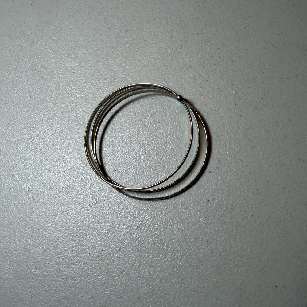 Silver and Gold Tone Multi Hoop Bangle Bracelet Thin Band Smooth And Textured